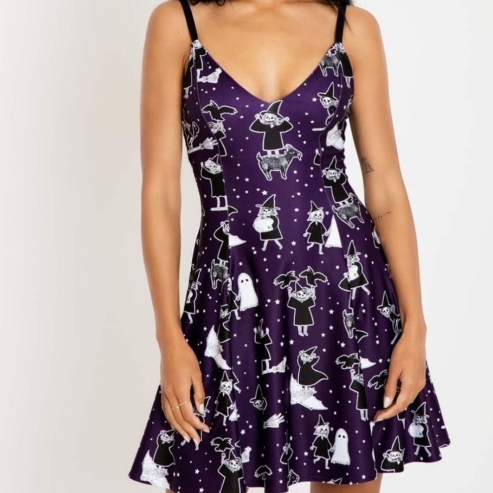 Blackmilk Purple Witch Print Skater Dress